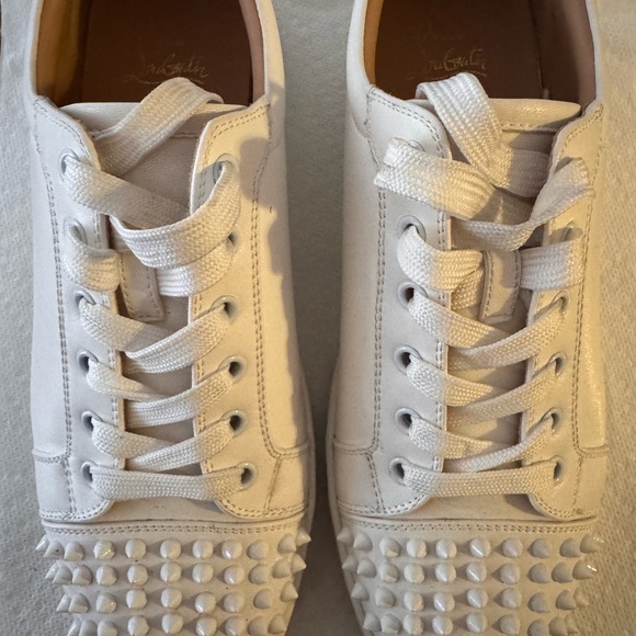 Christian Louboutin White Spiked Sneakers - Picture 1 of 4